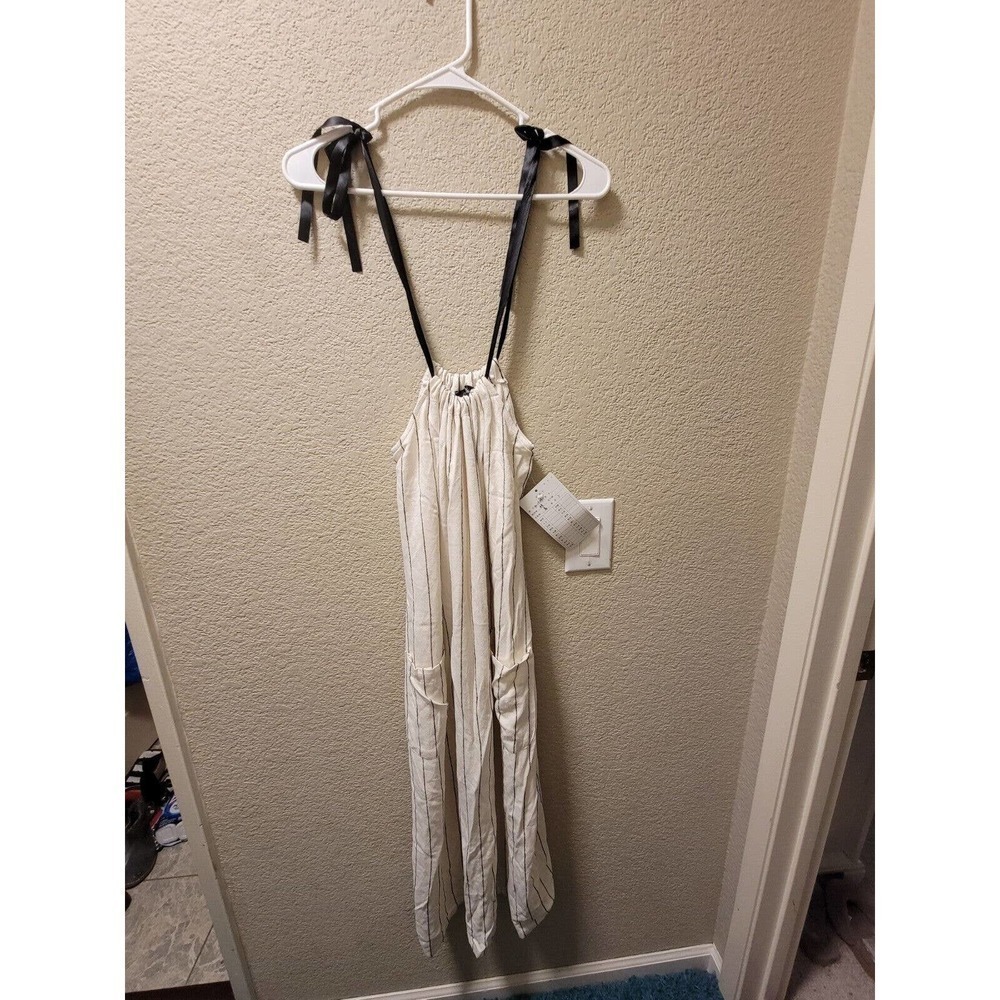 Yin Dian Dress White With Black Pinstripe Dress Size Small